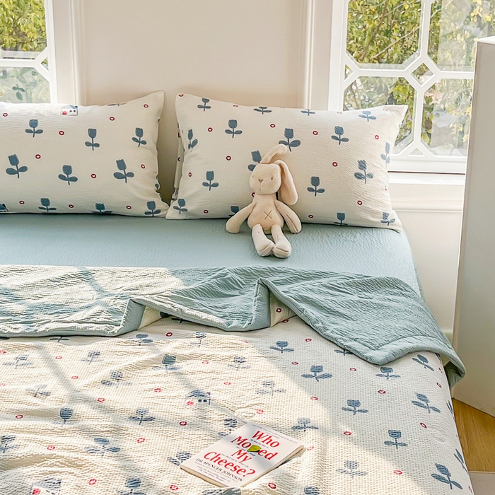 91家纺网 家纺一手货源 找家纺 默忆 2026新款A类泡泡棉夏被泡芙棉印花夏被四件套空调被夏凉被 郁金小屋