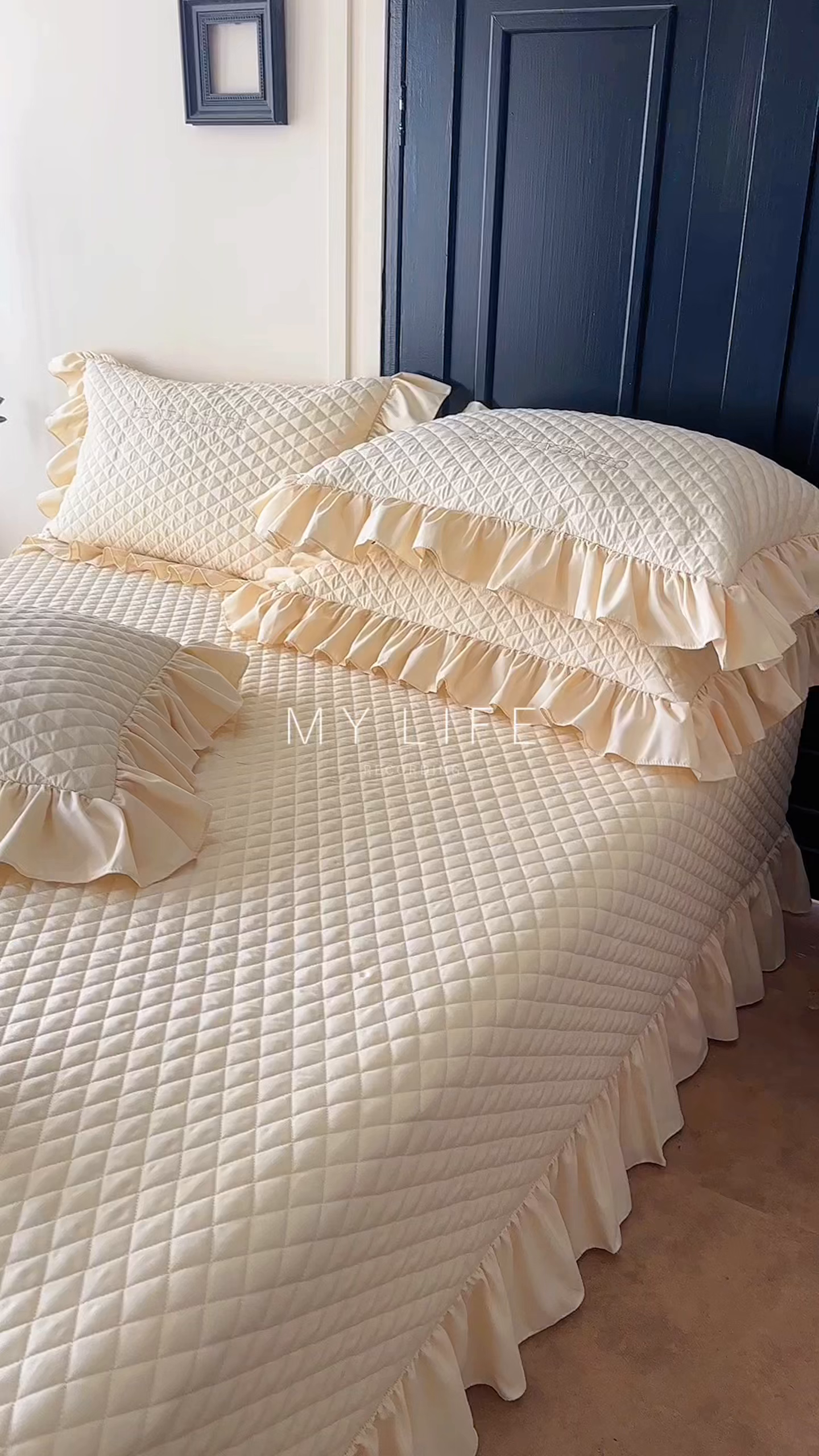 91家纺网 家纺一手货源 找家纺 豪美鑫 2026新款绗缝绣花四件套-可可小姐系列 可可小姐-香槟色