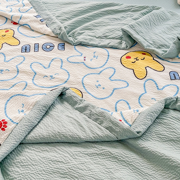 91家纺网 家纺一手货源 找家纺 默忆 2026新款A类泡泡棉夏被泡芙棉印花夏被四件套空调被夏凉被 奈斯兔