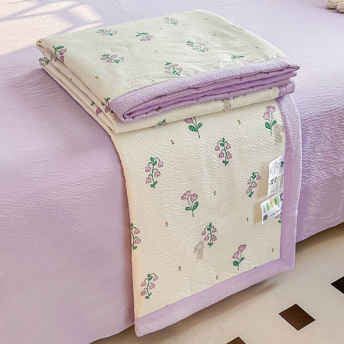 91家纺网 家纺一手货源 找家纺 默忆 2026新款A类泡泡棉夏被泡芙棉印花夏被四件套空调被夏凉被 兔兔花园