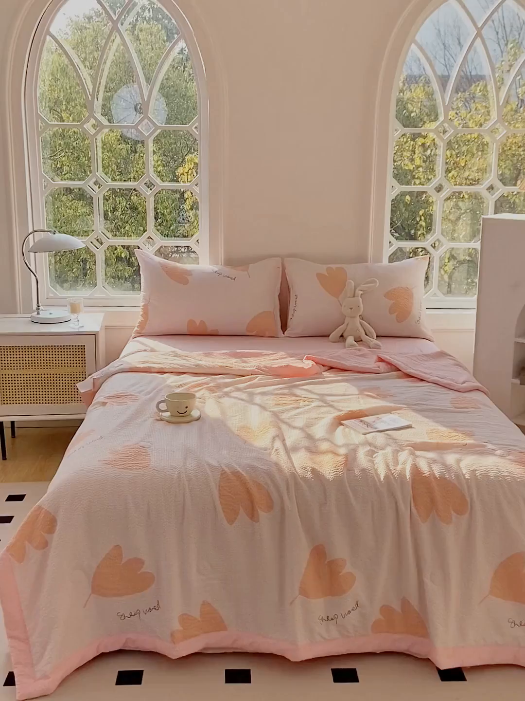 91家纺网 家纺一手货源 找家纺 默忆 2026新款A类泡泡棉夏被泡芙棉印花夏被四件套空调被夏凉被 缤纷树叶