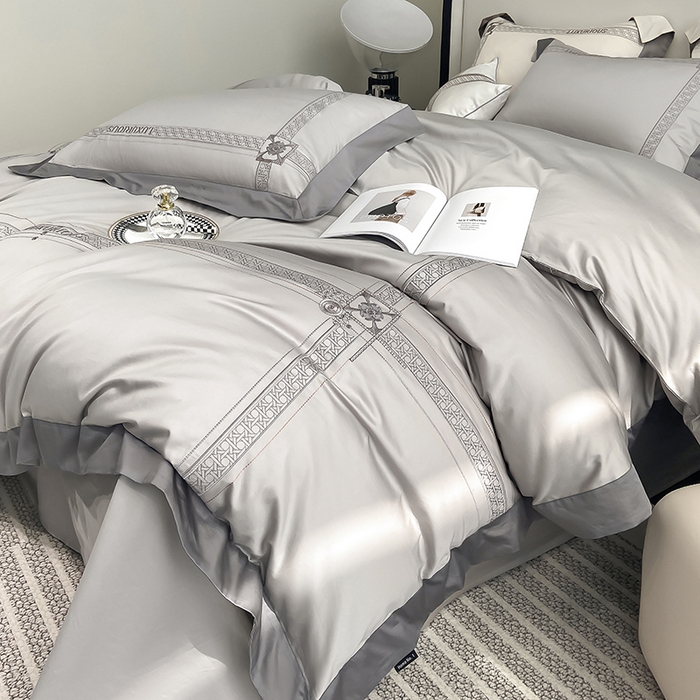 91家纺网 家纺一手货源 找家纺 家居1号家纺 2026新款50双股轻奢长绒棉刺绣四件套-图兰 图兰-高级灰