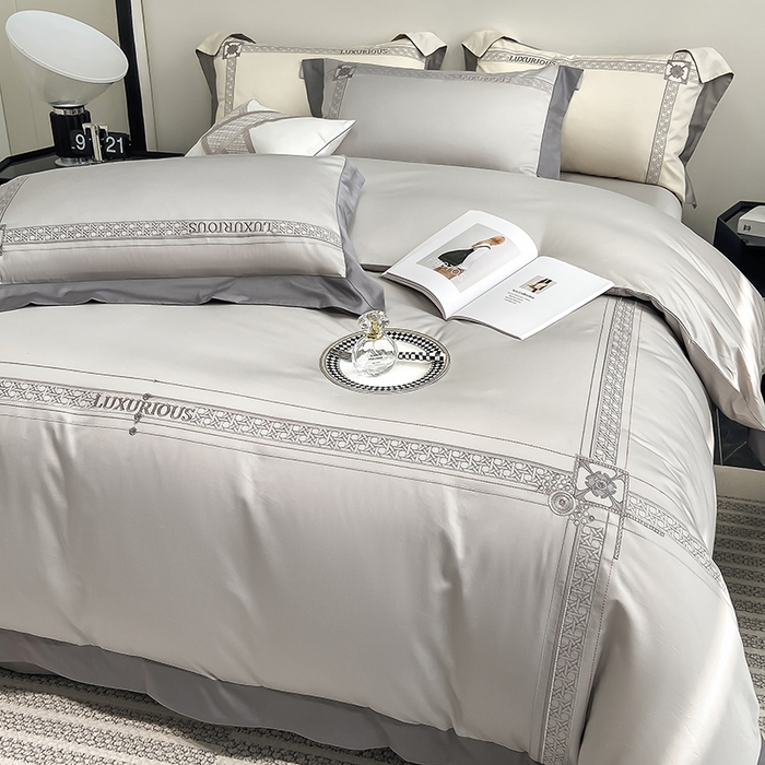 91家纺网 家纺一手货源 找家纺 家居1号家纺 2026新款50双股轻奢长绒棉刺绣四件套-图兰 图兰-高级灰