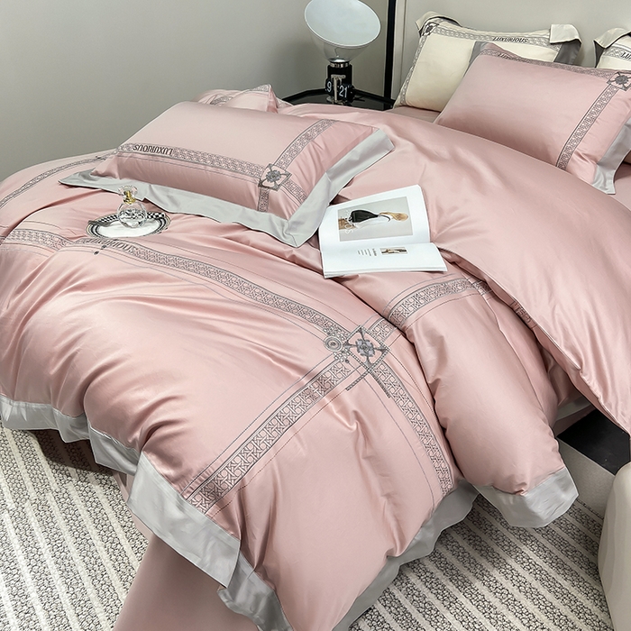 91家纺网 家纺一手货源 找家纺 家居1号家纺 2026新款50双股轻奢长绒棉刺绣四件套-图兰 图兰-粉豆沙