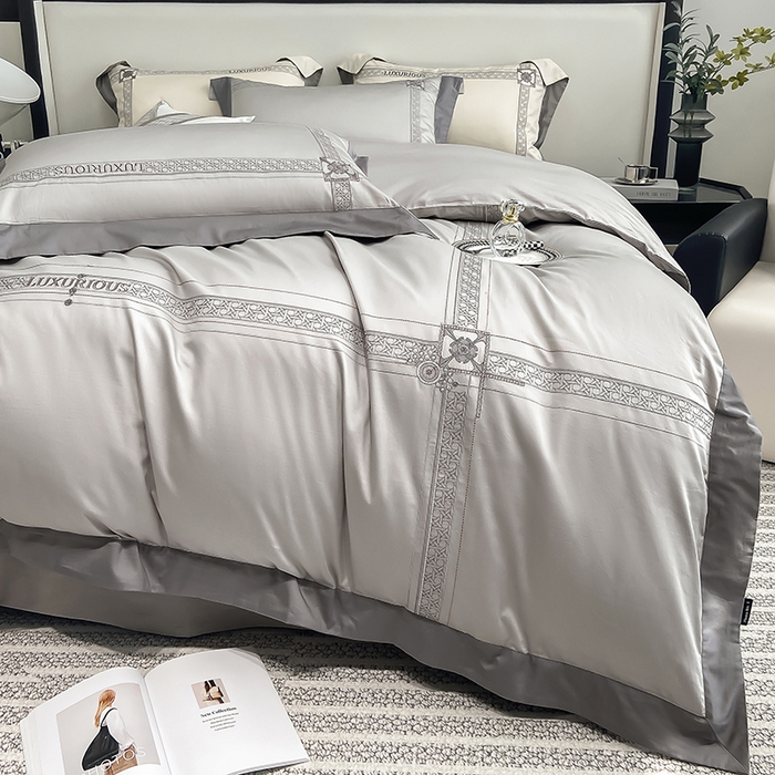 91家纺网 家纺一手货源 找家纺 家居1号家纺 2026新款50双股轻奢长绒棉刺绣四件套-图兰 图兰-高级灰