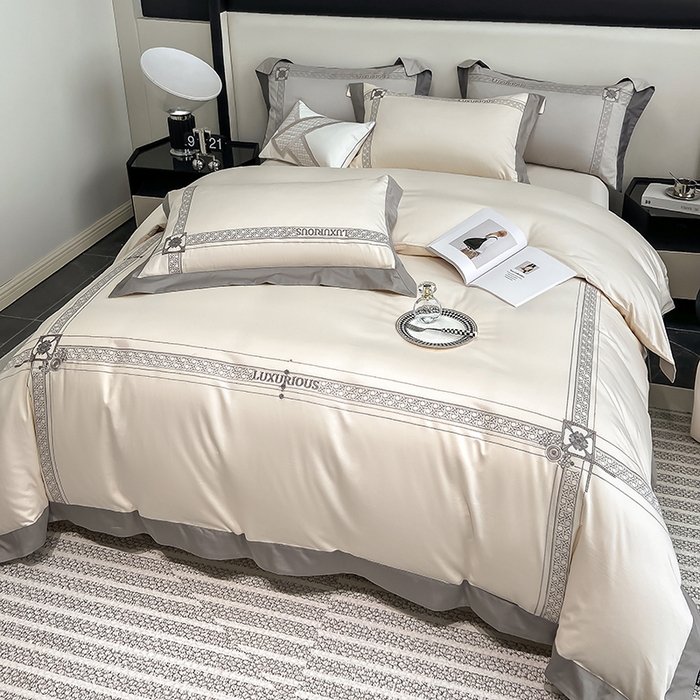 91家纺网 家纺一手货源 找家纺 家居1号家纺 2026新款50双股轻奢长绒棉刺绣四件套-图兰 图兰-奶白