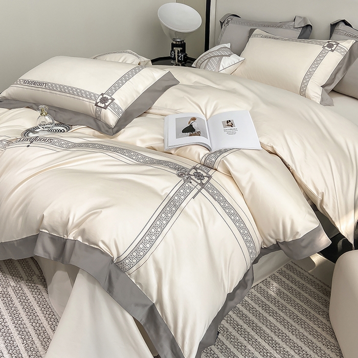 91家纺网 家纺一手货源 找家纺 家居1号家纺 2026新款50双股轻奢长绒棉刺绣四件套-图兰 图兰-奶白