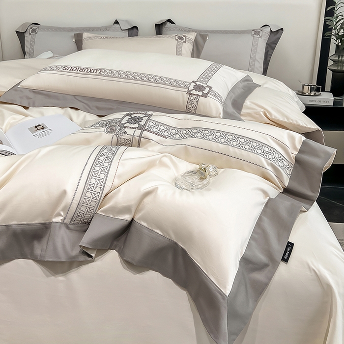 91家纺网 家纺一手货源 找家纺 家居1号家纺 2026新款50双股轻奢长绒棉刺绣四件套-图兰 图兰-奶白