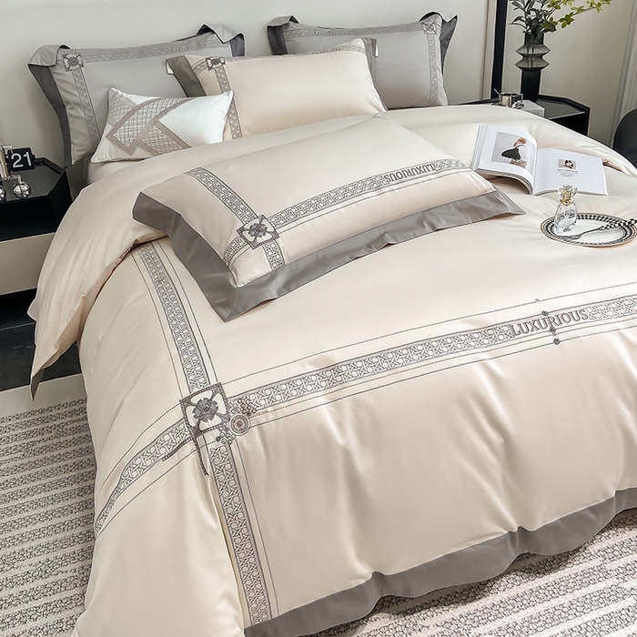 91家纺网 家纺一手货源 找家纺 家居1号家纺 2026新款50双股轻奢长绒棉刺绣四件套-图兰 图兰-奶白