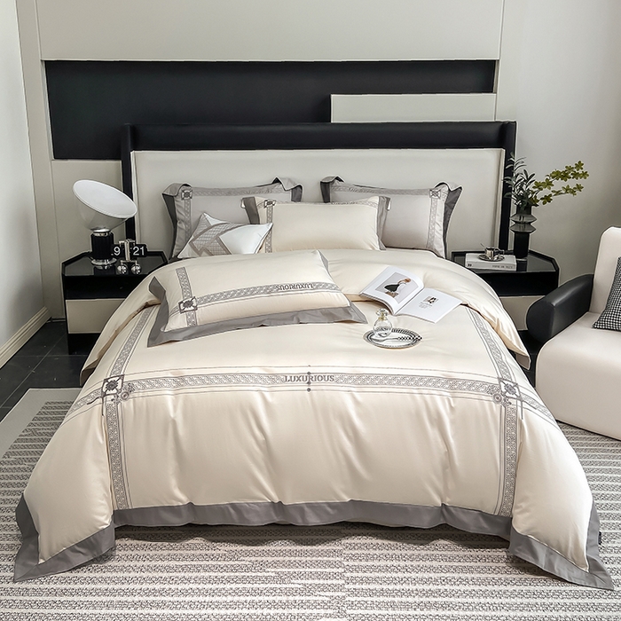 91家纺网 家纺一手货源 找家纺 家居1号家纺 2026新款50双股轻奢长绒棉刺绣四件套-图兰 图兰-奶白