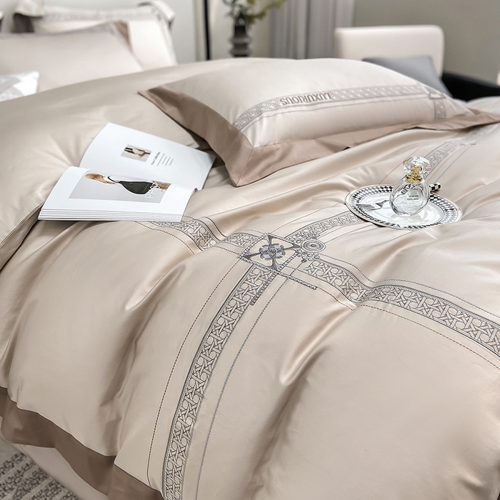 91家纺网 家纺一手货源 找家纺 家居1号家纺 2026新款50双股轻奢长绒棉刺绣四件套-图兰 图兰-香槟金