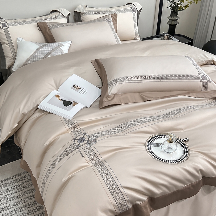 91家纺网 家纺一手货源 找家纺 家居1号家纺 2026新款50双股轻奢长绒棉刺绣四件套-图兰 图兰-香槟金