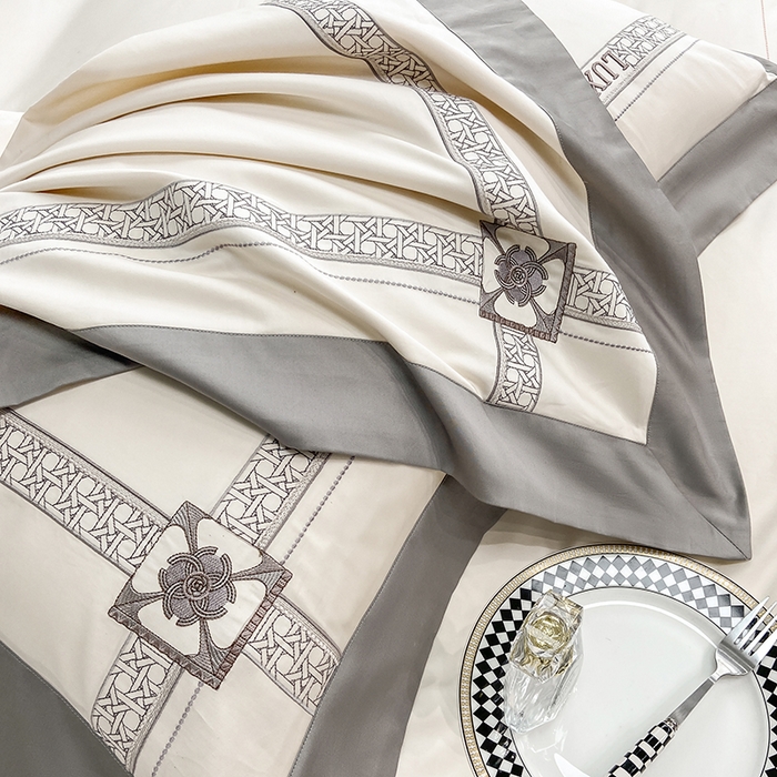 91家纺网 家纺一手货源 找家纺 家居1号家纺 2026新款50双股轻奢长绒棉刺绣四件套-图兰 图兰-奶白