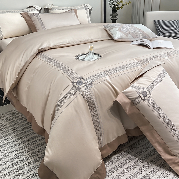 91家纺网 家纺一手货源 找家纺 家居1号家纺 2026新款50双股轻奢长绒棉刺绣四件套-图兰 图兰-香槟金