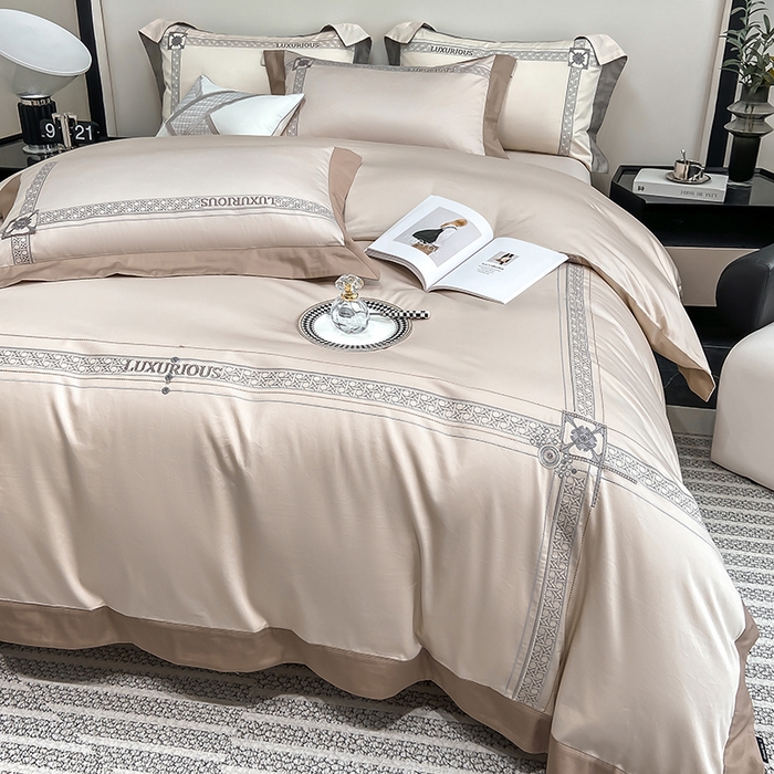 91家纺网 家纺一手货源 找家纺 家居1号家纺 2026新款50双股轻奢长绒棉刺绣四件套-图兰 图兰-香槟金