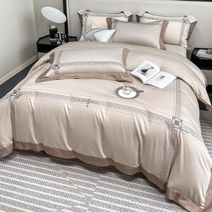 91家纺网 家纺一手货源 找家纺 家居1号家纺 2026新款50双股轻奢长绒棉刺绣四件套-图兰 图兰-香槟金