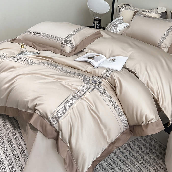 91家纺网 家纺一手货源 找家纺 家居1号家纺 2026新款50双股轻奢长绒棉刺绣四件套-图兰 图兰-香槟金