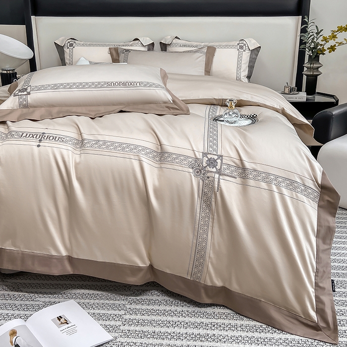 91家纺网 家纺一手货源 找家纺 家居1号家纺 2026新款50双股轻奢长绒棉刺绣四件套-图兰 图兰-香槟金