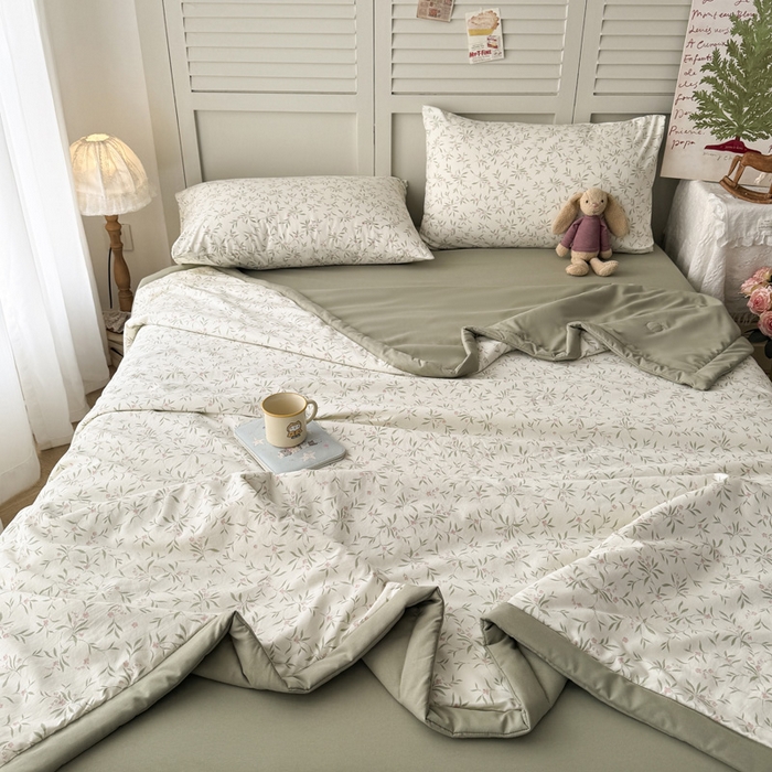 91家纺网 家纺一手货源 找家纺 盛凡家纺 2026新款小清新抗菌夏被夏凉被空调被被子被芯夏被四件套 绮陌