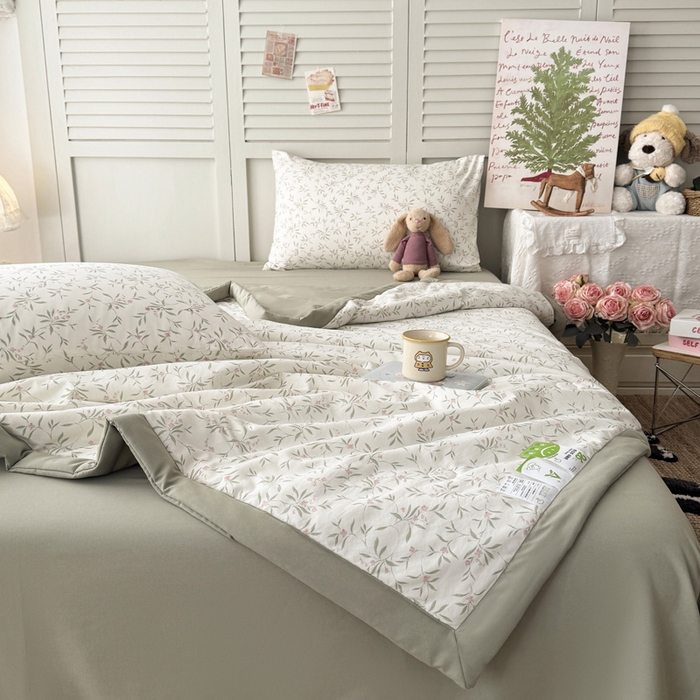 91家纺网 家纺一手货源 找家纺 盛凡家纺 2026新款小清新抗菌夏被夏凉被空调被被子被芯夏被四件套 绮陌