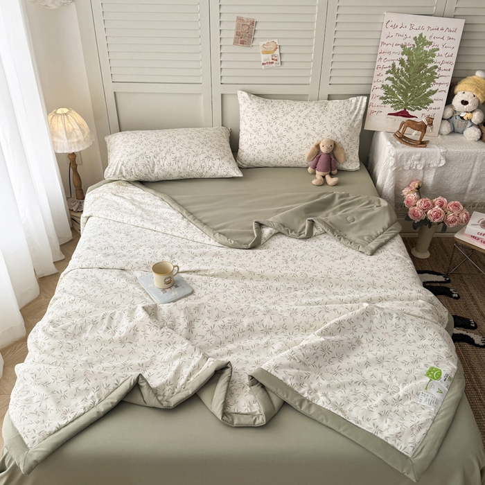 91家纺网 家纺一手货源 找家纺 盛凡家纺 2026新款小清新抗菌夏被夏凉被空调被被子被芯夏被四件套 绮陌