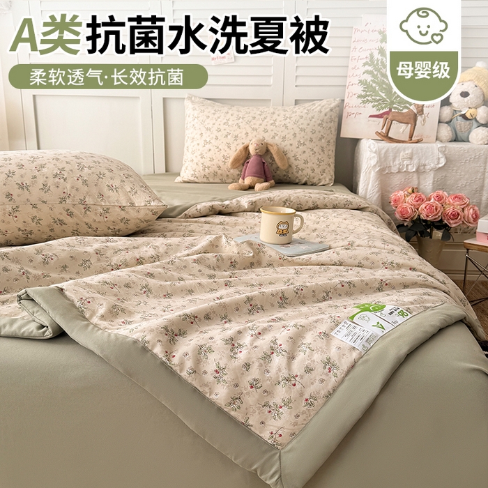 盛凡家纺 2026新款小清新抗菌夏被夏凉被空调被被子被芯夏被四件套 浅夏栀眠