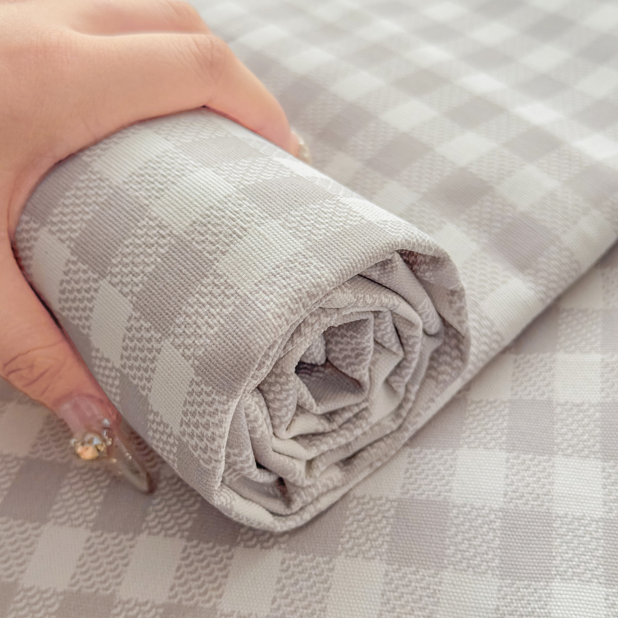 91家纺网 家纺一手货源 找家纺 爱彼家纺 2026新款无印格子分老粗布床单软凉席床单枕套三件套新升级细沙-格子系列一 格子灰