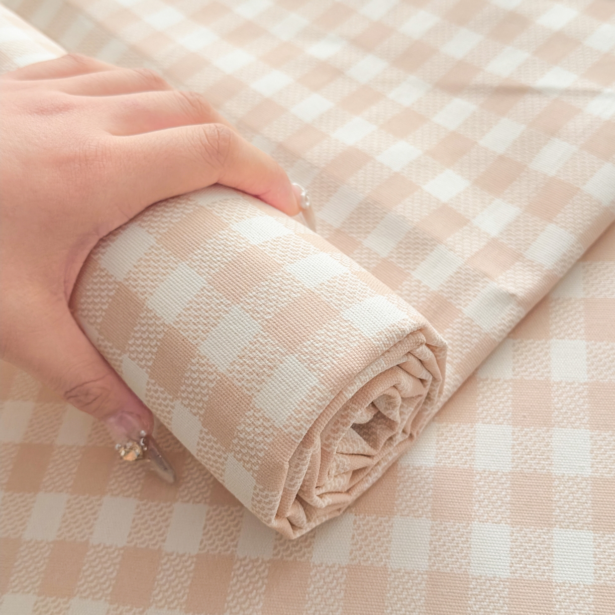 91家纺网 家纺一手货源 找家纺 爱彼家纺 2026新款无印格子分老粗布床单软凉席床单枕套三件套新升级细沙-格子系列一 格子咖