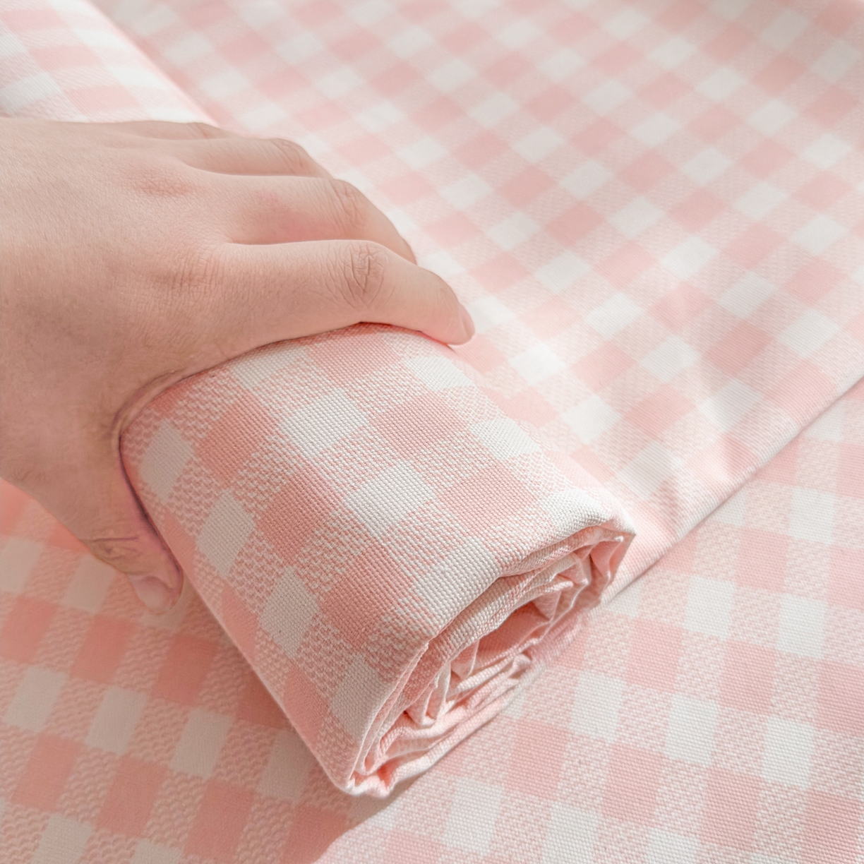 91家纺网 家纺一手货源 找家纺 爱彼家纺 2026新款无印格子分老粗布床单软凉席床单枕套三件套新升级细沙-格子系列一 格子粉