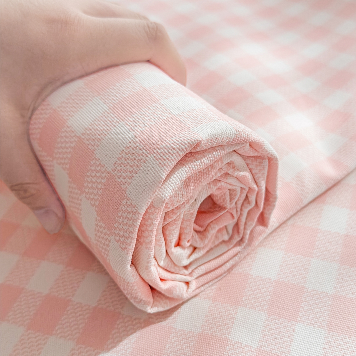 91家纺网 家纺一手货源 找家纺 爱彼家纺 2026新款无印格子分老粗布床单软凉席床单枕套三件套新升级细沙-格子系列一 格子粉