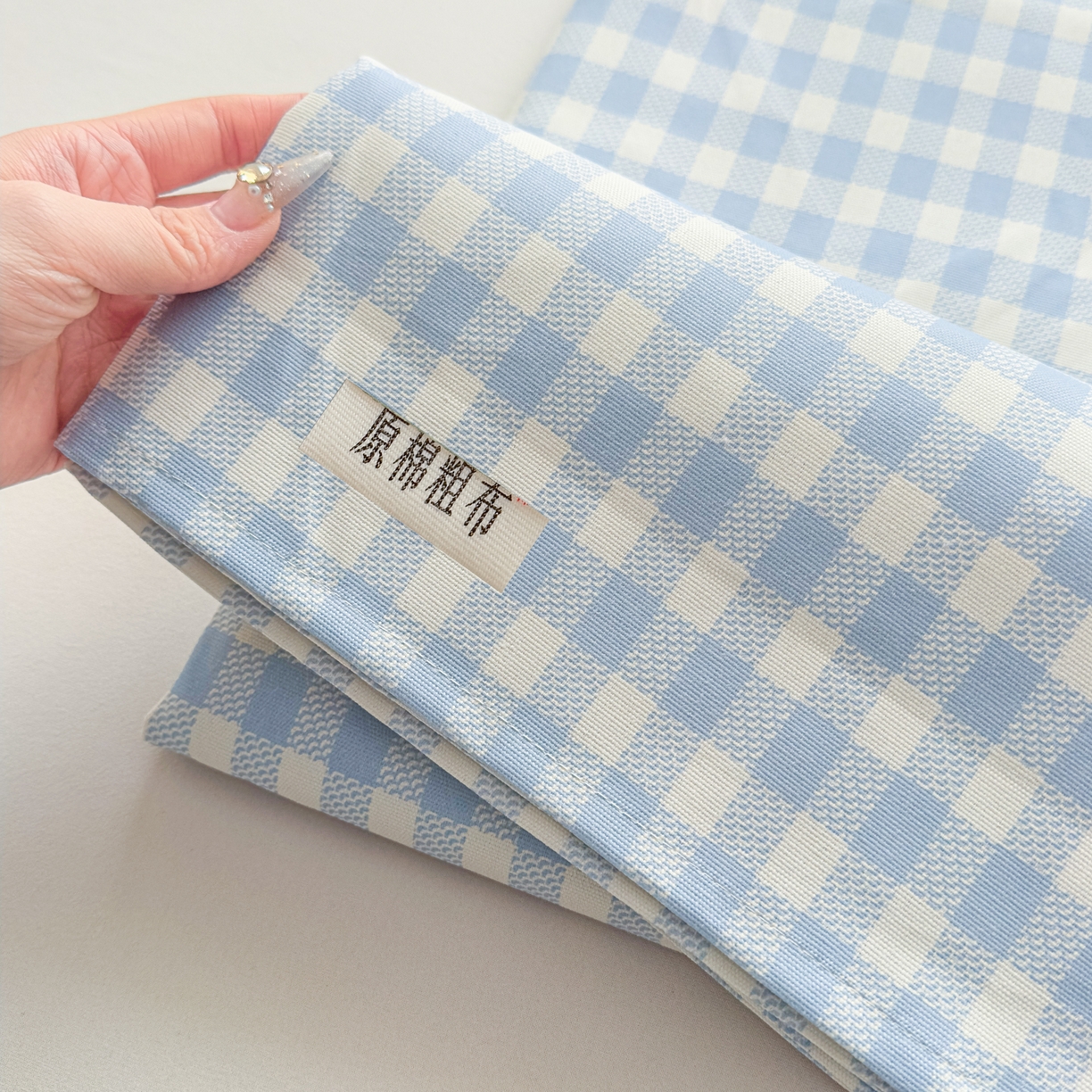 91家纺网 家纺一手货源 找家纺 爱彼家纺 2026新款无印格子分老粗布床单软凉席床单枕套三件套新升级细沙-格子系列一 格子蓝