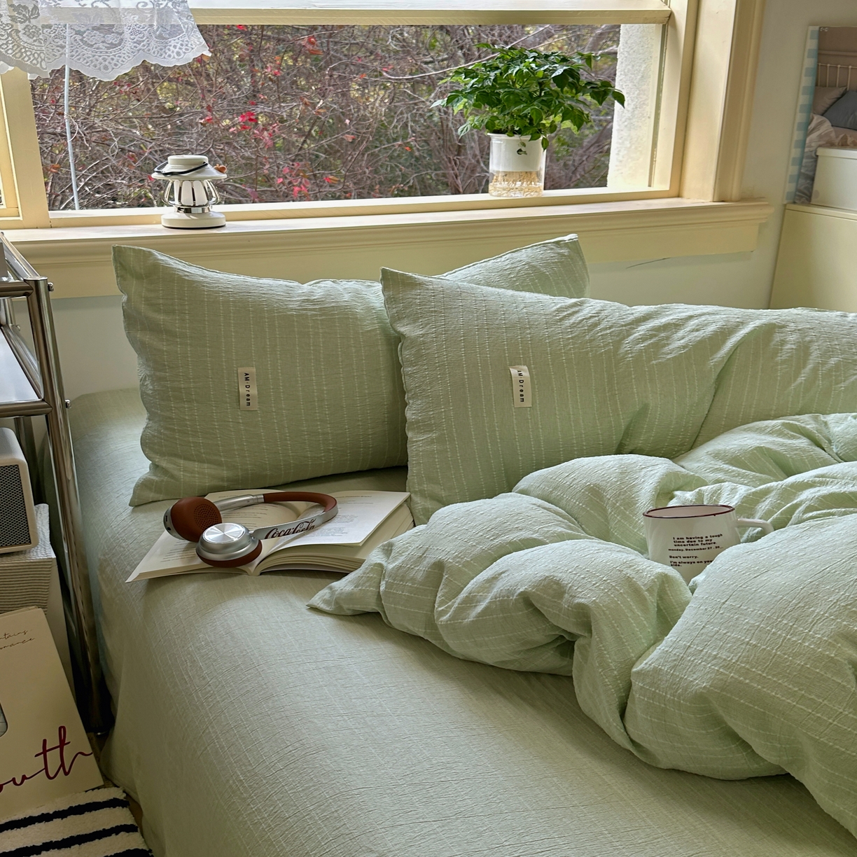 91家纺网 家纺一手货源 找家纺 （总）优兰朵家纺 2026新款简约素色亚麻风纯色无印四件套