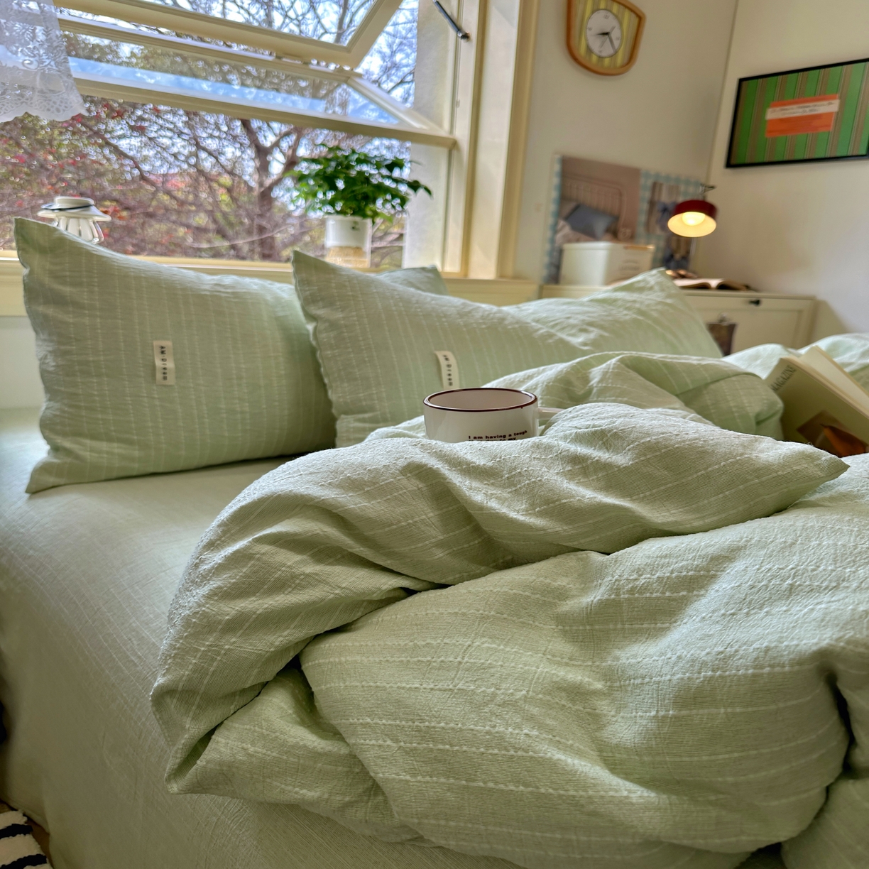 91家纺网 家纺一手货源 找家纺 （总）优兰朵家纺 2026新款简约素色亚麻风纯色无印四件套