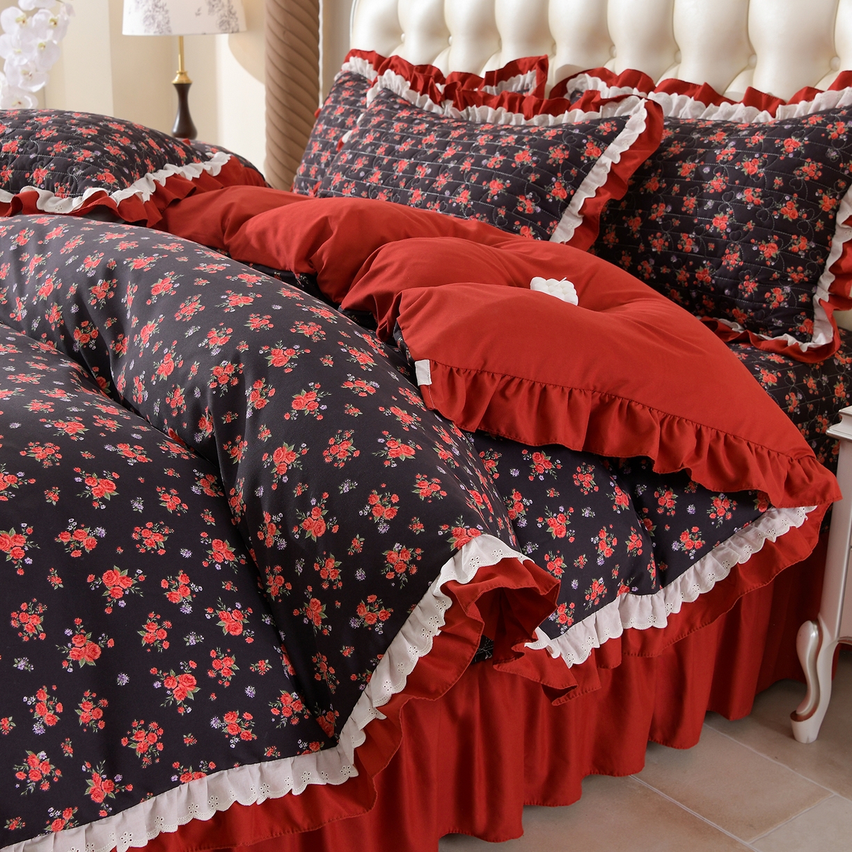 金梦家居 2026新款水洗棉床盖被套四件套 暗香疏影