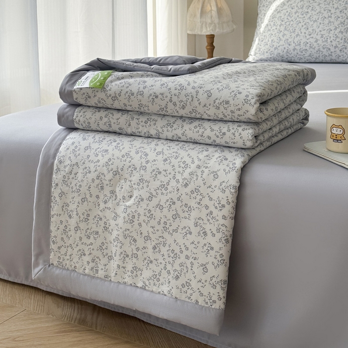 91家纺网 家纺一手货源 找家纺 盛凡家纺 2026新款小清新抗菌夏被夏凉被空调被被子被芯夏被四件套 素织花影