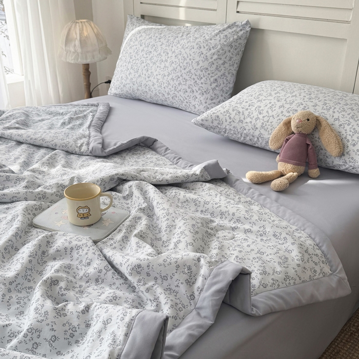 91家纺网 家纺一手货源 找家纺 盛凡家纺 2026新款小清新抗菌夏被夏凉被空调被被子被芯夏被四件套 素织花影