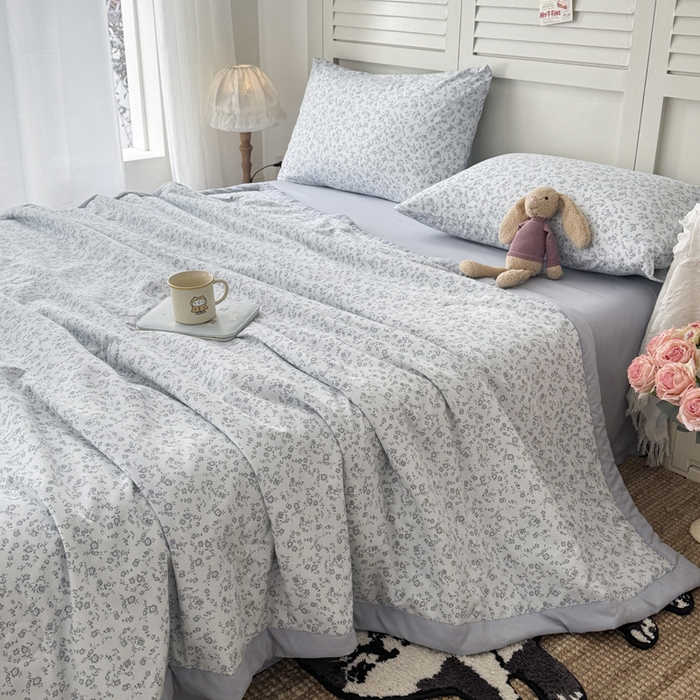 91家纺网 家纺一手货源 找家纺 盛凡家纺 2026新款小清新抗菌夏被夏凉被空调被被子被芯夏被四件套 素织花影