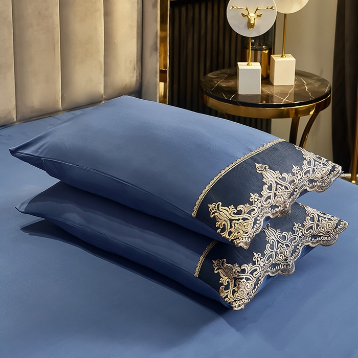 91家纺网 家纺一手货源 找家纺 沐珩家纺 2026新款轻奢典藏艺术亲肤磨毛欧式花边床裙款四件套—莫娜 莫娜-梦之蓝