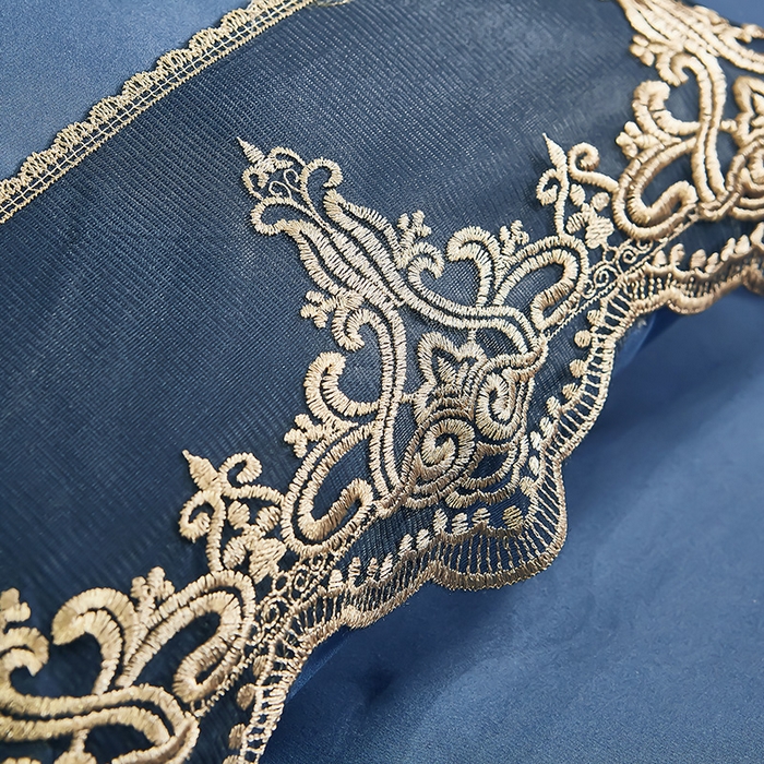 91家纺网 家纺一手货源 找家纺 沐珩家纺 2026新款轻奢典藏艺术亲肤磨毛欧式花边床裙款四件套—莫娜 莫娜-梦之蓝