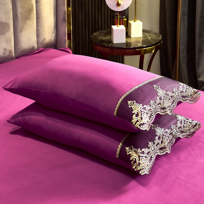 91家纺网 家纺一手货源 找家纺 沐珩家纺 2026新款轻奢典藏艺术亲肤磨毛欧式花边床裙款四件套—莫娜 莫娜-烟薰紫