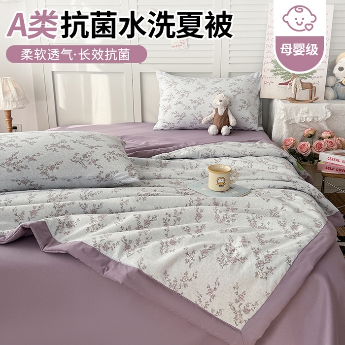 盛凡家纺 2026新款小清新抗菌夏被夏凉被空调被被子被芯夏被四件套 雾屿蔷薇