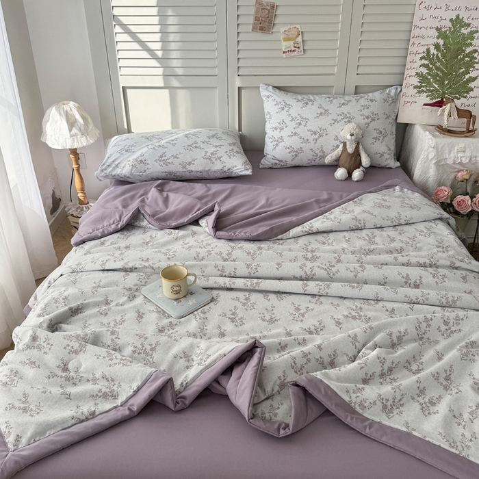 91家纺网 家纺一手货源 找家纺 盛凡家纺 2026新款小清新抗菌夏被夏凉被空调被被子被芯夏被四件套 雾屿蔷薇