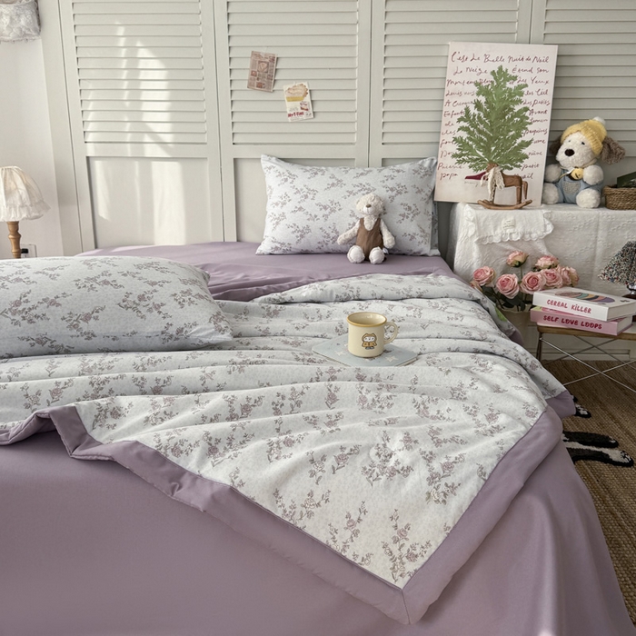 91家纺网 家纺一手货源 找家纺 盛凡家纺 2026新款小清新抗菌夏被夏凉被空调被被子被芯夏被四件套 雾屿蔷薇