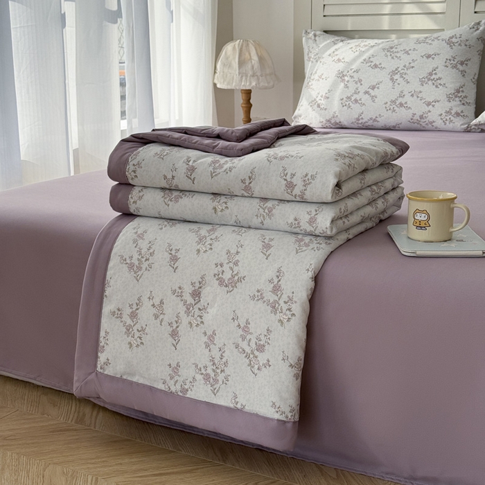 91家纺网 家纺一手货源 找家纺 盛凡家纺 2026新款小清新抗菌夏被夏凉被空调被被子被芯夏被四件套 雾屿蔷薇