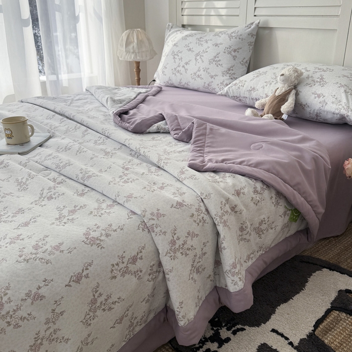 91家纺网 家纺一手货源 找家纺 盛凡家纺 2026新款小清新抗菌夏被夏凉被空调被被子被芯夏被四件套 雾屿蔷薇