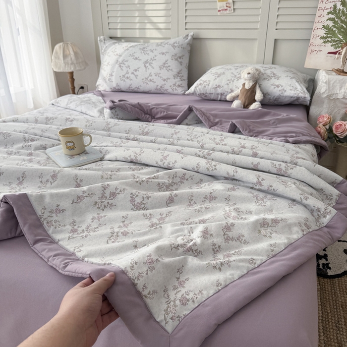 91家纺网 家纺一手货源 找家纺 盛凡家纺 2026新款小清新抗菌夏被夏凉被空调被被子被芯夏被四件套 雾屿蔷薇