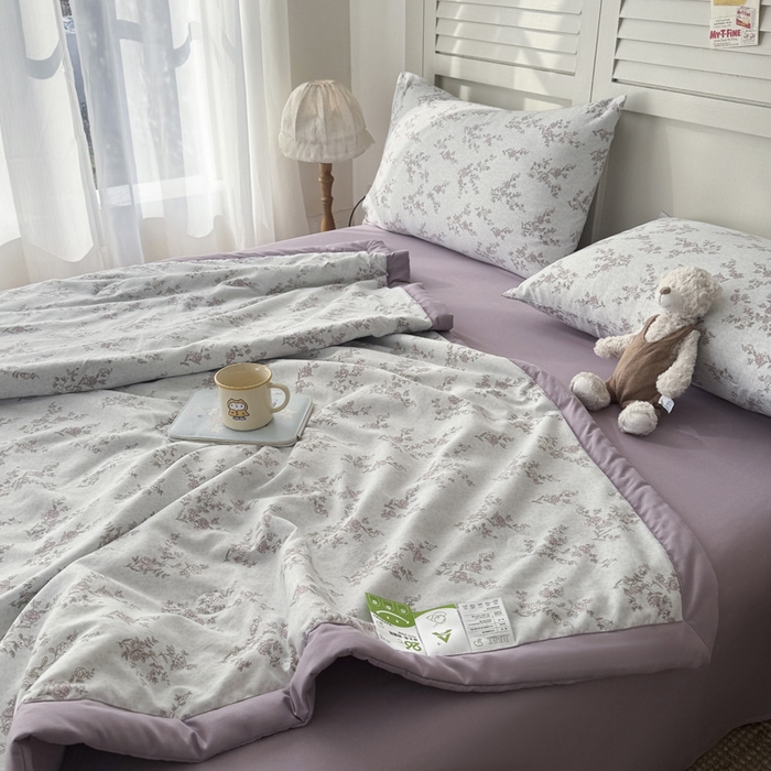 91家纺网 家纺一手货源 找家纺 盛凡家纺 2026新款小清新抗菌夏被夏凉被空调被被子被芯夏被四件套 雾屿蔷薇