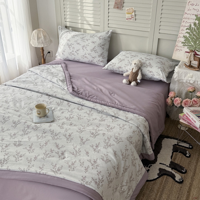 91家纺网 家纺一手货源 找家纺 盛凡家纺 2026新款小清新抗菌夏被夏凉被空调被被子被芯夏被四件套 雾屿蔷薇