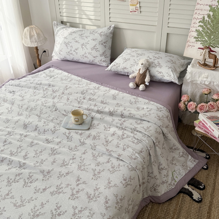 91家纺网 家纺一手货源 找家纺 盛凡家纺 2026新款小清新抗菌夏被夏凉被空调被被子被芯夏被四件套 雾屿蔷薇