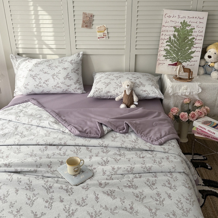 91家纺网 家纺一手货源 找家纺 盛凡家纺 2026新款小清新抗菌夏被夏凉被空调被被子被芯夏被四件套 雾屿蔷薇